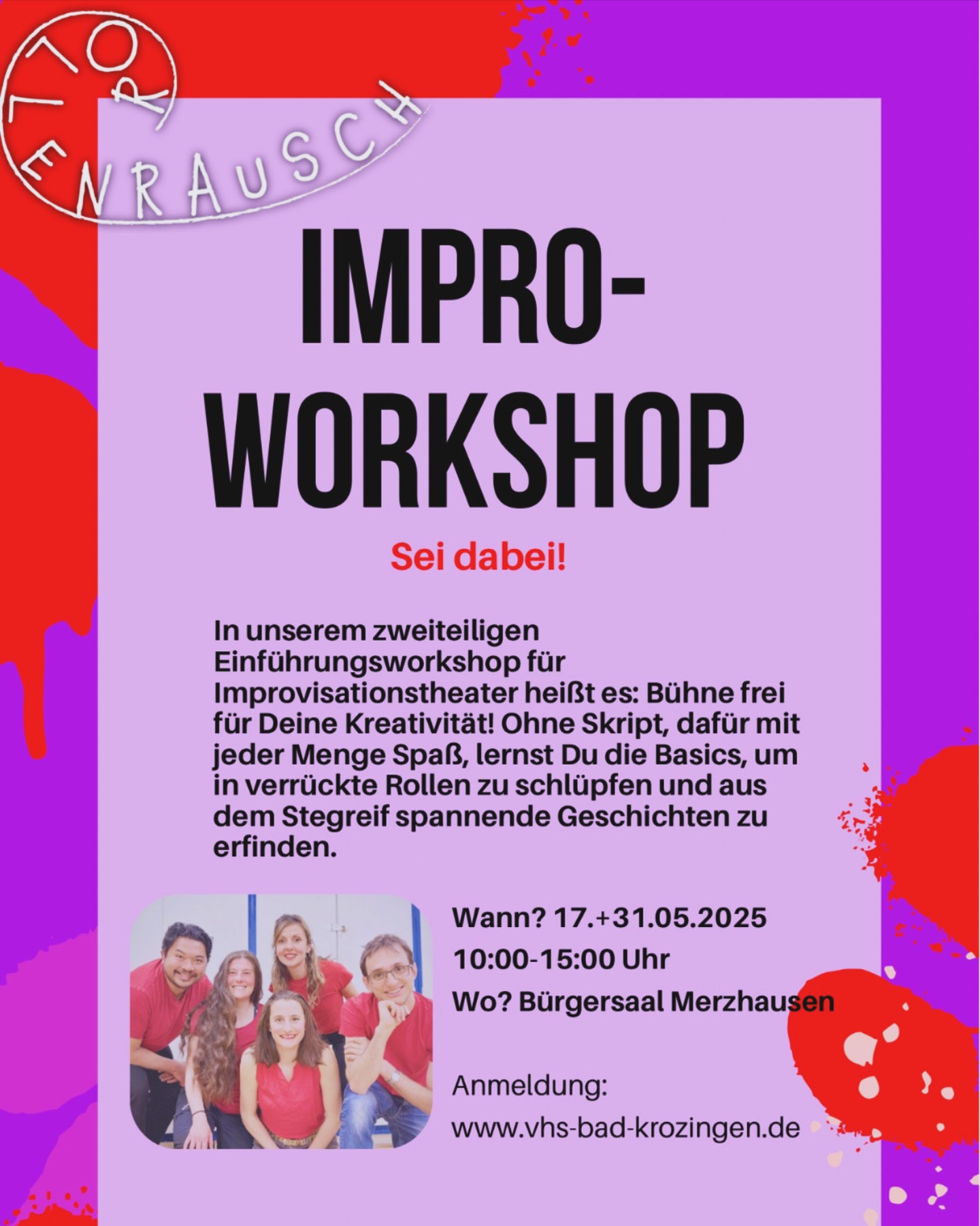 @vhssuedlicherbreisgau hallo du! Möchtest du Impro mal ganz unverbindlich ausprobieren? Dann melde dich bei unserem nächsten Workshop an! Egal ob Profi oder Anfänger, wir freuen uns auf dich! #teamrollenrausch #rollenrauschfreiburg🌟✨